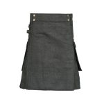 Black Denim Kilt for Men