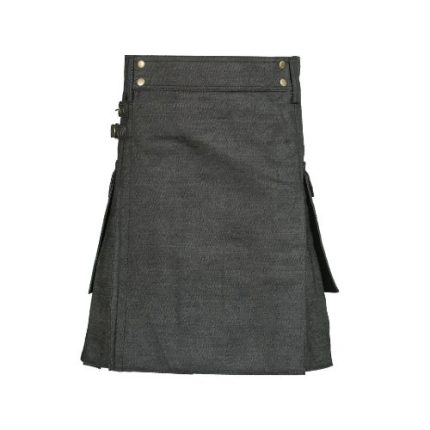 Black Denim Kilt for Men