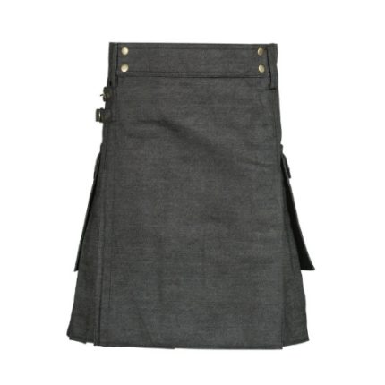 Black Denim Kilt for Men