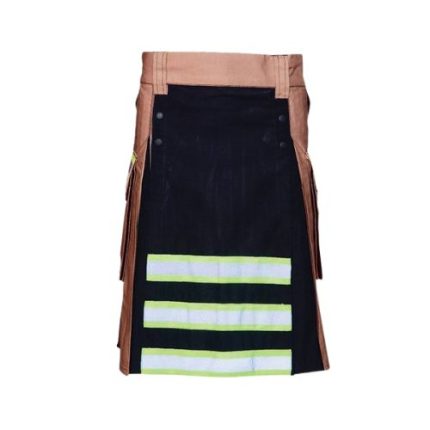 Men's Brown and Black Firefighter Kilt