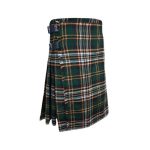 Irish Tartan Kilt in Green, Orange, White, and Black with Fringed Edge