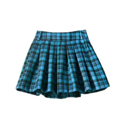 womens blue and black checkered mini kilt
