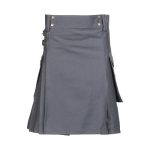 Kilts for Men - Stylish Grey Utility Kilt with Cargo Pockets