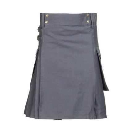 Kilts for Men - Stylish Grey Utility Kilt with Cargo Pockets