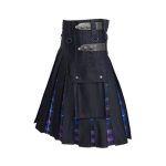 Boys' Black Hybrid Utility Kilt with Tartan Pleats - Image 2