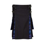 Boys' Black Hybrid Utility Kilt with Tartan Pleats