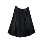 Women’s Black Denim Kilt with Buckle Straps
