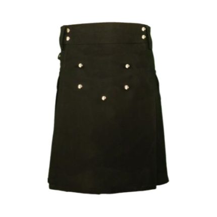 Boys' Black Utility Kilt with Silver Studs