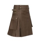Brown Modern Utility Kilt with Cargo Pockets - Image 2