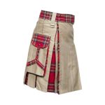 Men’s Khaki Hybrid Utility Kilt with Royal Stewart Tartan Accents - Image 3