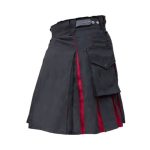 Men’s Modern Black Hybrid Kilt with Red Pleat Accents - Image 3