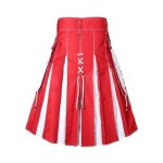 Men’s Two-Tone Red and White Hybrid Kilt with Lace-Up Front Design - Image 3