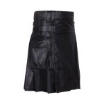 Modern Black Leather Kilt with Utility Pockets and Adjustable Straps - Image 2