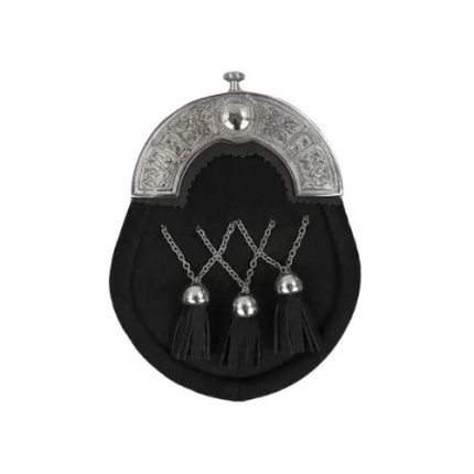 BLACK CALFSKIN CROSS TASSELS SPORRAN