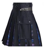 Boys' Black Hybrid Utility Kilt with Tartan Pleats