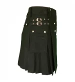 Boys' Black Utility Kilt with Silver Studs