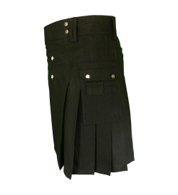 Boys' Black Utility Kilt with Silver Studs