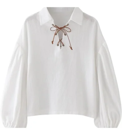 Classic Boys' White Lace-Up Shirt