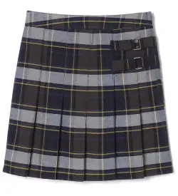 Classic Kids' Blue and Grey Tartan Kilt Front Side