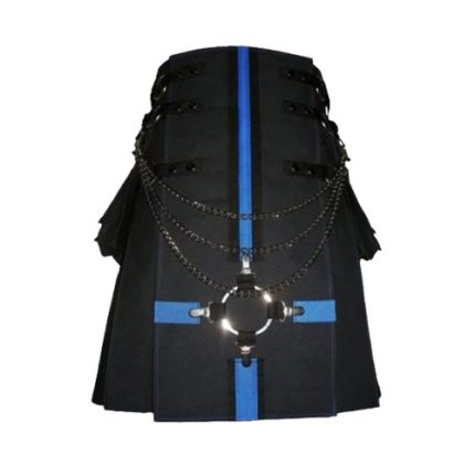 Black Cargo Utility Kilt for Men
