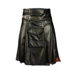 Black Gothic Leather Utility Kilt for Men