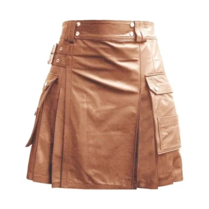 Brown Leather Kilt for Men