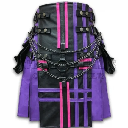 Purple & Black Interchangeable Leather Kilt