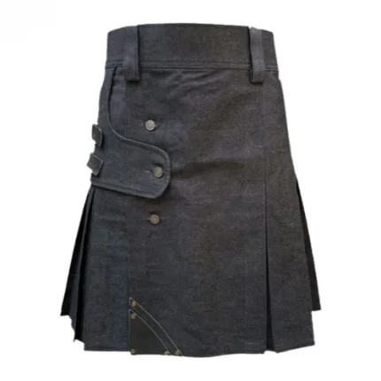 womens black denim kilt premium quality design