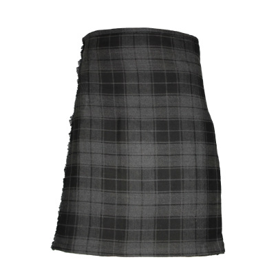 Traditional Wool Kilt in Black and Grey Tartan