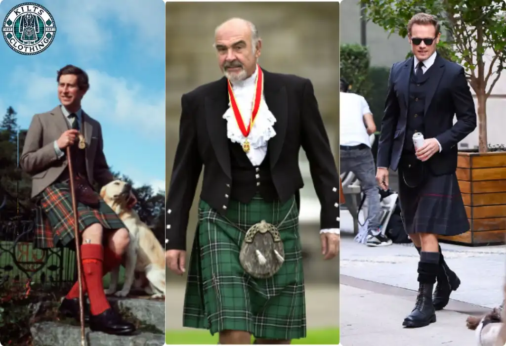 King Charles III - Sean Connery - Sam Heughan embracing the kilt in modesty