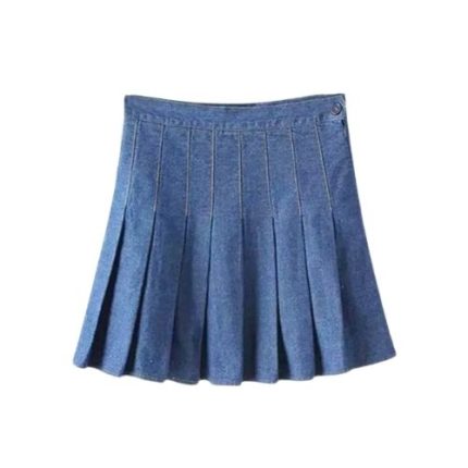 Women’s Blue Denim Pleated Mini Kilt