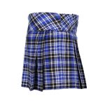 Women's Royal Blue and Black Tartan Mini Kilt with Dual Buckles - Image 3