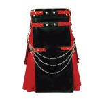 Black and Red Leather Kilt with Chains and Gothic Accents