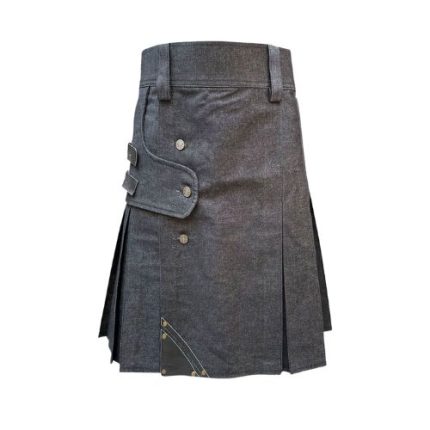 womens black denim kilt premium quality design
