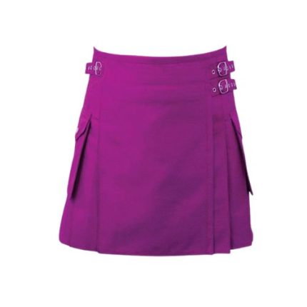Women’s Purple Mini Utility Kilt with Adjustable Straps and Cargo Pockets