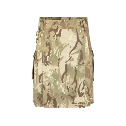 Multicam Tactical Kilt with Cargo Pockets and Reinforced Stitching