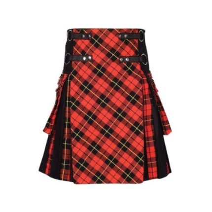 Men’s Black and Wallace Tartan Hybrid Kilt with Utility Pockets