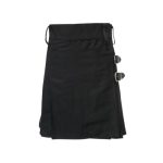 Women’s Black Utility Kilt with Leather Strap Buckles