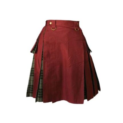 Women’s Maroon and Grey Watch Tartan Hybrid Kilt