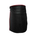 Modern Black Leather Kilt with Red Piping and Buckle Straps