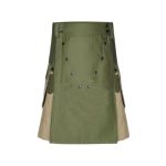 Olive Green and Khaki Tactical Kilt with Cargo Pockets