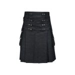 womens stylish black denim kilt