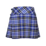 Women's Royal Blue and Black Tartan Mini Kilt with Dual Buckles - Image 2
