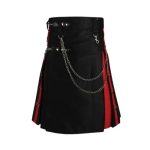 Men’s Black Rainbow Hybrid Kilt with Red Utility Pockets