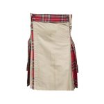 Men’s Khaki Hybrid Utility Kilt with Royal Stewart Tartan Accents