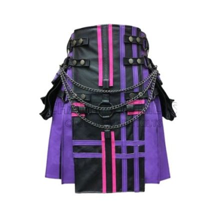 Purple & Black Interchangeable Leather Kilt
