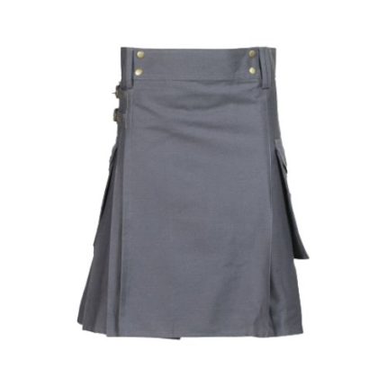 Kilts for Men - Stylish Grey Utility Kilt with Cargo Pockets
