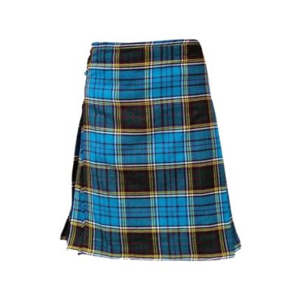 Vibrant Clan Anderson Modern Tartan Kilt in Blue and Black Plaid
