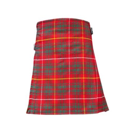 Vibrant Clan Bruce Tartan Kilt in Red and Green Plaid Design