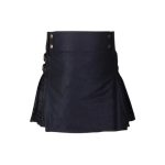 Women’s Black Hybrid Kilt with Night Watch Tartan Accents